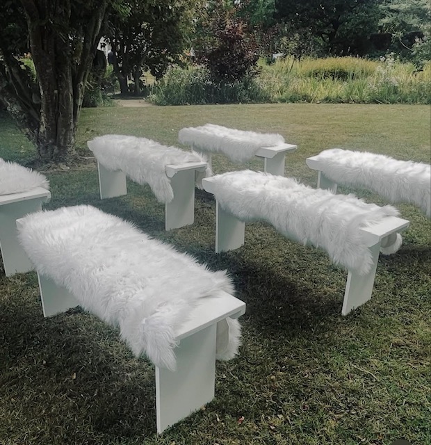 White Wooden Bench Seats